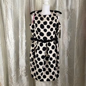 Nordstrom Eliza J Tulip Cut Dress, black white polka dot, Sz 14 👗